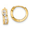 14k Yellow Gold Polished 3/8" Wavy Hinged Huggie Hoop Earrings with
Cubic Zirconia Stones