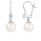 7-8mm Akoya Pearl with Diamond Accent 14K White Gold Leverback Earrings, 0.10ctw