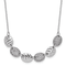 Rhodium Over Sterling Silver Polished and Grooved Cubic Zirconia Ovals Necklace