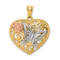 14k Tri-color Gold Textured Butterfly Heart Pendant