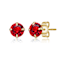 Ruby Color CZ Stud Earrings In 14K Gold Over Brass