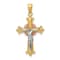 14k Tri-color Gold Polished and Textured Crucifix Pendant