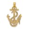 14k Yellow Gold Polished and Textured Anchor and Rope Charm