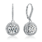 CZ Halo Drop Earrings In Sterling Silver