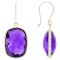 Purple Amethyst 14k Yellow Gold Dangle Earrings 18.00ctw