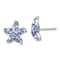 Rhodium Over Sterling Silver Polished Blue Crystal Starfish Post Earrings