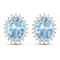 1.92ctw 14K White Gold Aquamarine and White Diamond Halo Earrings
