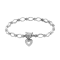White Diamond Accent Rhodium Over Sterling Silver Heart Charm Bracelet