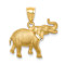 14k Yellow Gold Brushed and Diamond-Cut Elephant Pendant