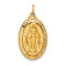14k Yellow Gold Solid Polished and Satin Medium Oval Miraculous Medal Pendant