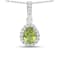 Pear Shape Peridot with Moissanite Accents Rhodium Over Sterling Silver
Pendant with Chain