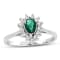 0.53ctw Pear Shaped Emerald and Diamond Ring in 14k White Gold