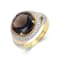 Smoky Quartz with Cubic Zirconia Accents 18K Yellow Gold Over Sterling
Silver Halo Ring, 5.99ctw