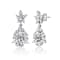 CZ Snowflake Cluster Drop Earrings In White Rhodium Over Brass