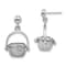 Rhodium Over 14K White Gold Textured 3D Nantucket Basket Dangle Earrings