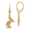 14k Yellow Gold 3D and Textured Pelican Standing Dangle Earrings