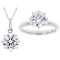 Solitaire CZ Pendant And Ring Set in Sterling Silver