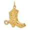 14k Yellow Gold Textured Boot Charm Pendant