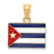 14k Yellow Gold Multi-color Enameled Cuba Flag Pendant