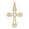 14K Two-tone Gold  Diamond-Cut Cross with Hearts Pendant