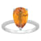 12x8mm Pear Shape Citrine and 1/10 ctw Diamond Rhodium Over Sterling
Silver Ring