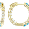 Sleeping Beauty Turquoise And Blue Topaz Hoop Earrings In 18K Gold Over
Sterling Silver