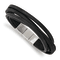 Black Faux Leather and Stainless Steel Polished Multi Strand with
0.5-inch Extension Bracelet