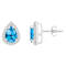 7x5mm Pear Shape Blue Topaz And Created White Sapphire 10k White Gold
Halo Stud Earrings