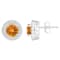 6mm Round Citrine 1/5 ctw Diamond Rhodium Over Sterling Silver Halo Stud Earrings