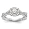 Rhodium Over 14K White Gold Lab Grown Diamond Halo Engagement Ring 0.778ctw