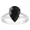 12x8mm Pear Shape Black Onyx Rhodium Over Sterling Silver Ring