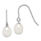 Rhodium Over Sterling Silver  Polished Diamond-cut 6-7mm Freshwater
Cultured Pearl Dangle Earrings