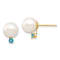 14K Yellow Gold 8-8.5mm White Round Freshwater Cultured Pearl Swiss Blue
Topaz Post Earrings