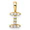 14K Yellow Gold Lab Grown Diamond Letter I Initial Pendant