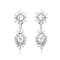 Oval CZ Double Halo Cluster Dangle Earrings In Sterling Silver