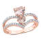 0.87ctw Morganite And 0.25ctw Diamond 10k Rose Gold 2-Stone Ring