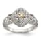 Rhodium Over Sterling Silver with 14K Accent Diamond Ring