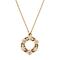 Yellow Base Metal With 14K Gold Dipped Round Faux Pearl Porcelain Flower
Necklace 16" Adj.
