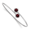 Rhodium Over 14k White Gold Garnet and Diamond Flexible Bangle