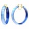 14K Yellow Gold Over Sterling Silver Large Iridescent Acrylic Hoops in Blue