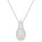 6x4mm Oval Opal 1/8 ctw Diamond Rhodium Over Sterling Silver Halo
Pendant with Chain