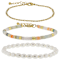 Set Of 3 Stackable Bracelet Set In Gold-Tone With Curb Link, Gemstone
Bead and Simulated Pearl Stretch Bracelets.