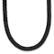 Stainless Steel Polished 6mm Woven Black Leather 19.5 Inch Necklace