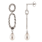 7-8mm white cultured freshwater pearl rhodium over sterling silver earrings