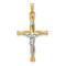 14k Two-tone Gold  Polished INRI Crucifix Twisted Cross Pendant