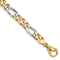 14k Yellow Gold and 14k White Gold 8.5mm Hand-polished Fancy Figaro Link Bracelet