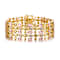 Pink CZ Wide Geometric Mesh Link Bracelet In 14K Gold Over Brass