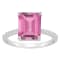 10x8mm Emerald Cut Pink Topaz and 1/10 ctw Diamond Rhodium Over Sterling
Silver Ring