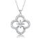 CZ Flower Pendant Necklace In White Rhodium Over Brass