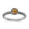 Sterling Silver Stackable Expressions Checker-cut Citrine Antiqued Ring 0.21ctw